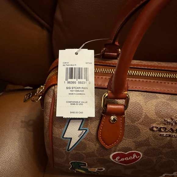 Coach Rowan Satchel Bag in Signature Canvas With Sticker Print NWT - Picture 3 of 10